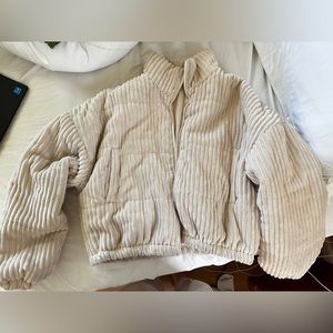 Beige corduroy puffer jacket size M/L